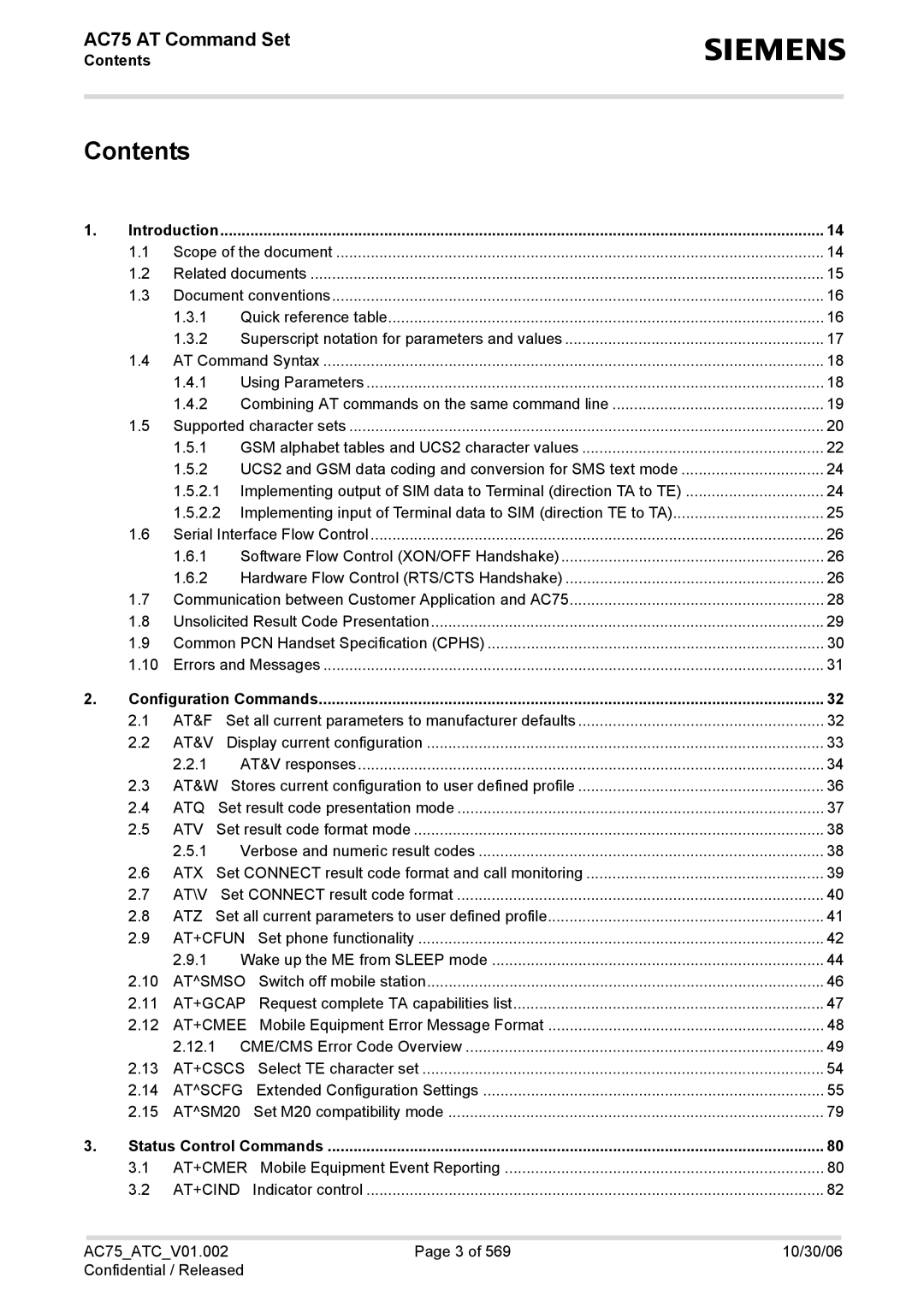 Siemens AC75 manual Contents 