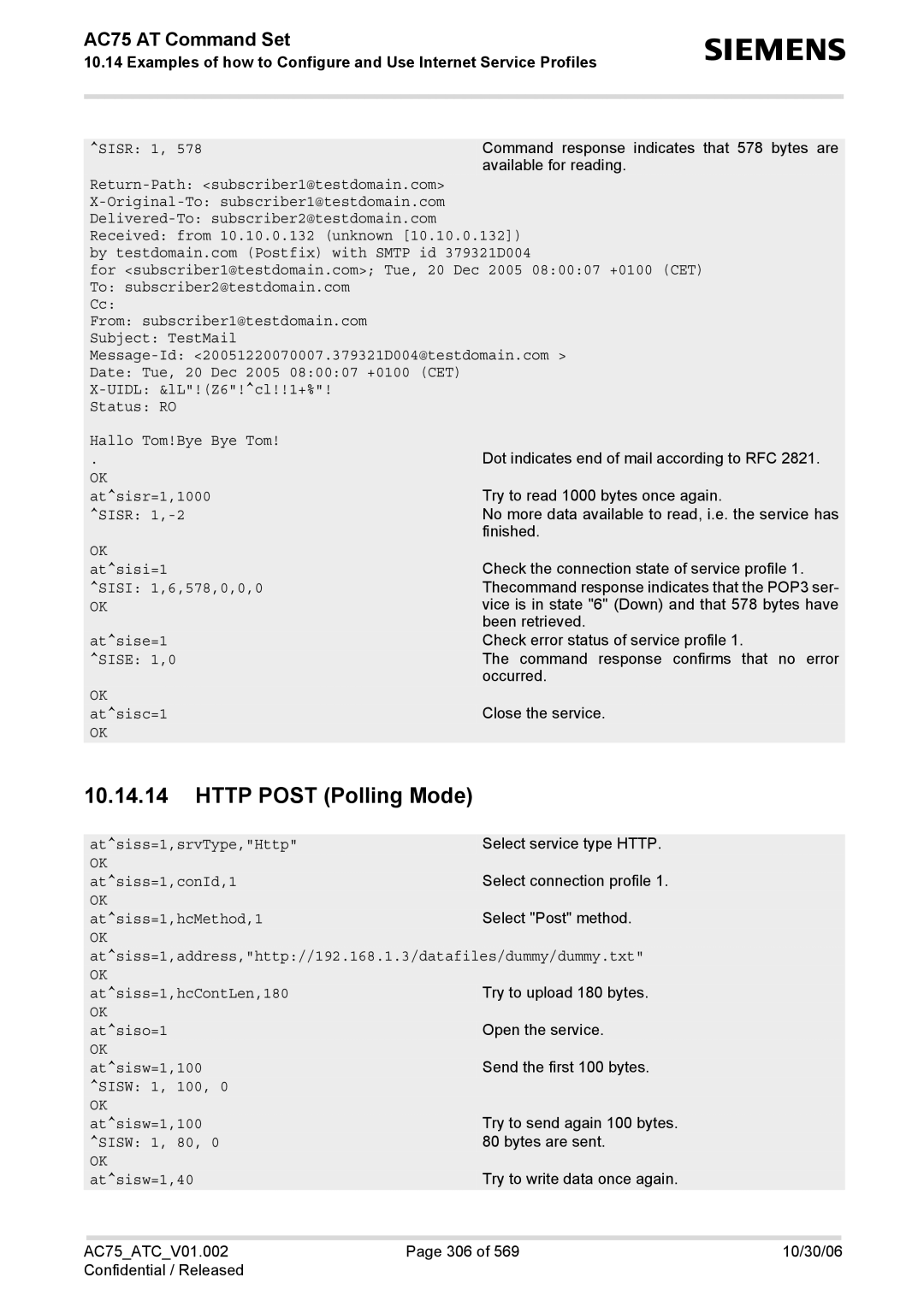 Siemens AC75 manual Http Post Polling Mode 