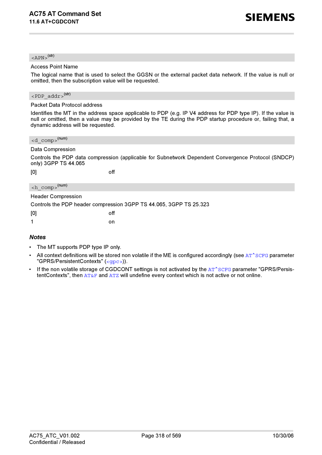 Siemens AC75 manual APNstr, PDPaddrstr, Dcompnum, Hcompnum 