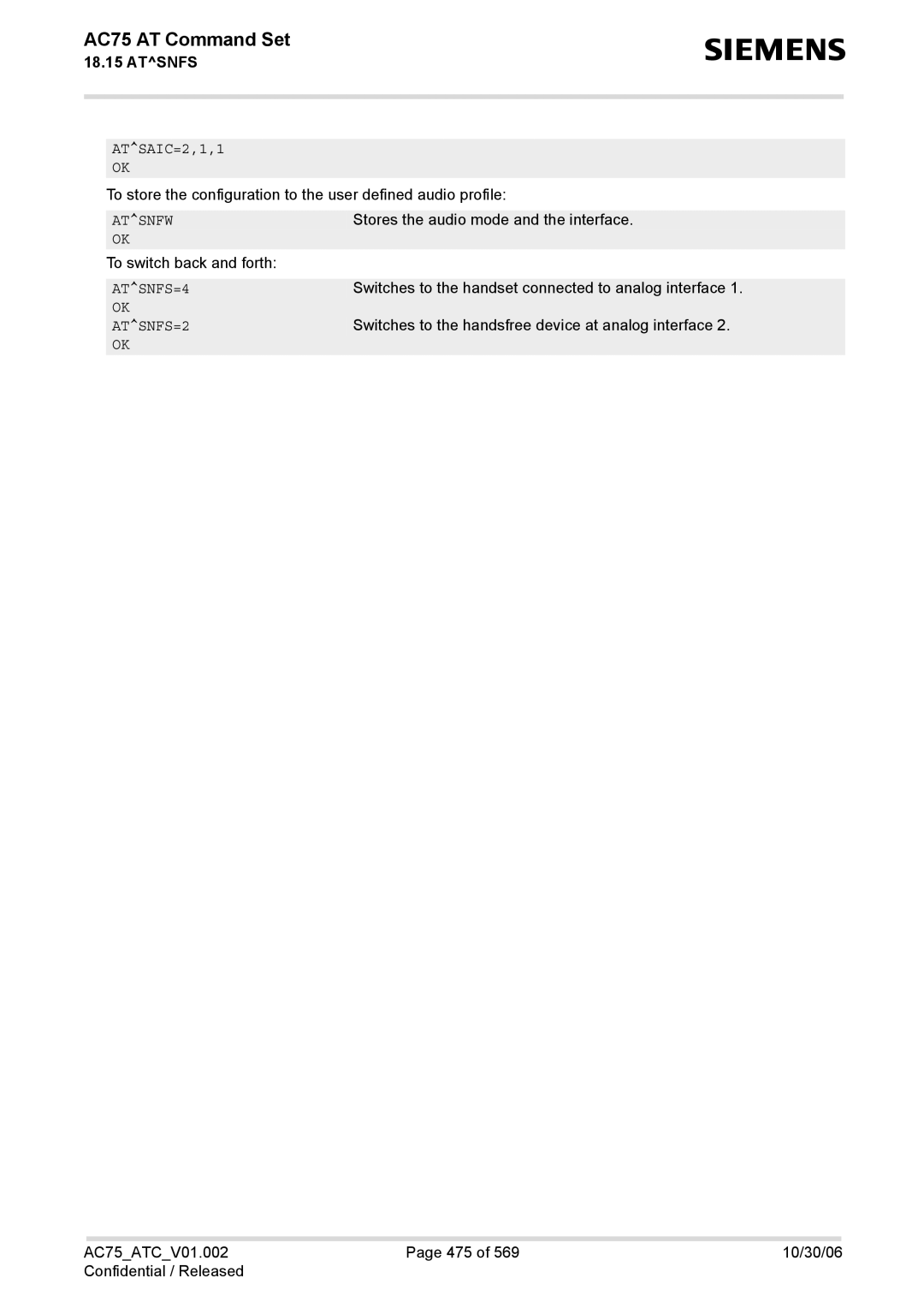 Siemens AC75 manual ATSAIC=2,1,1 