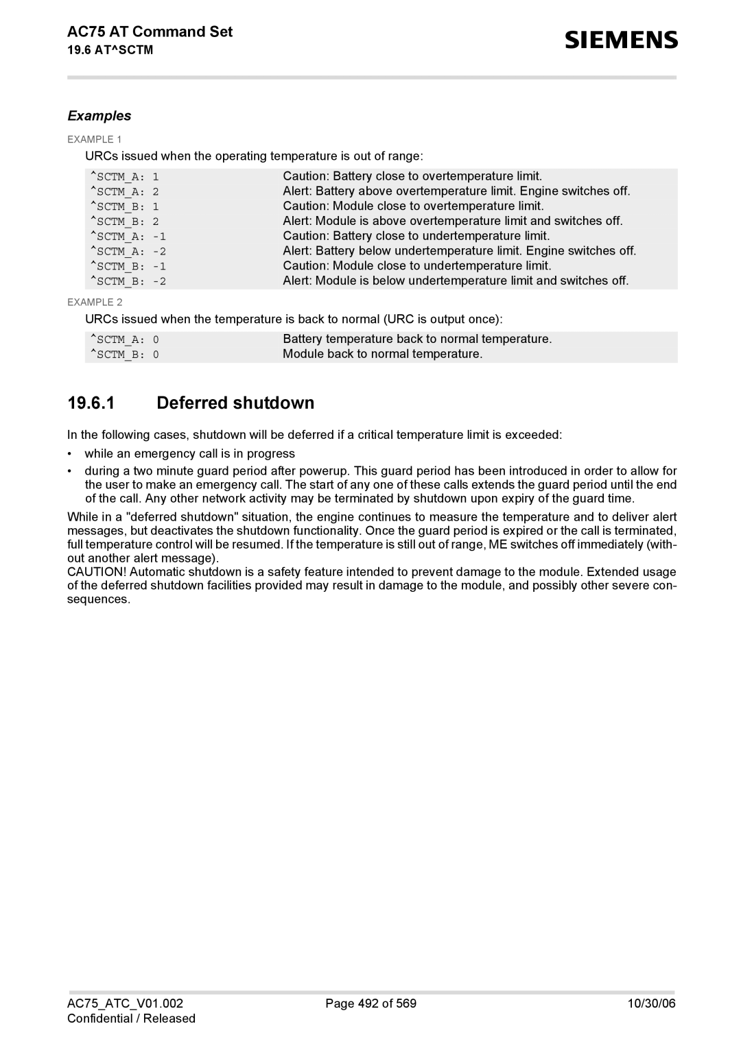 Siemens AC75 manual Deferred shutdown, Sctma, Sctmb 