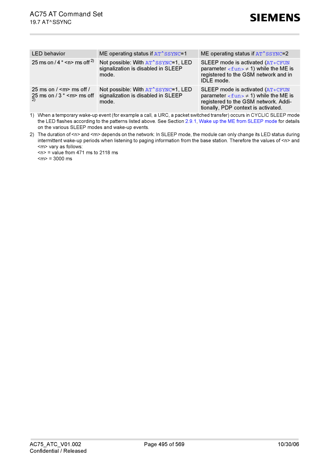 Siemens manual AC75ATCV01.002 495 10/30/06 Confidential / Released 