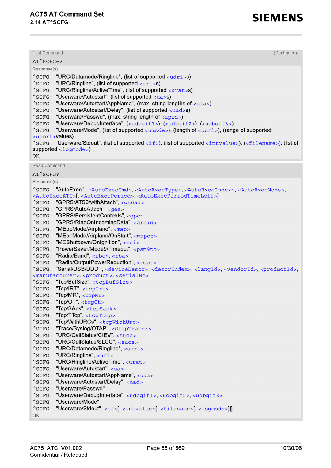 Siemens AC75 manual Atscfg?, Scfg Userware/Stdout, if, intvalue, filename, logmode 