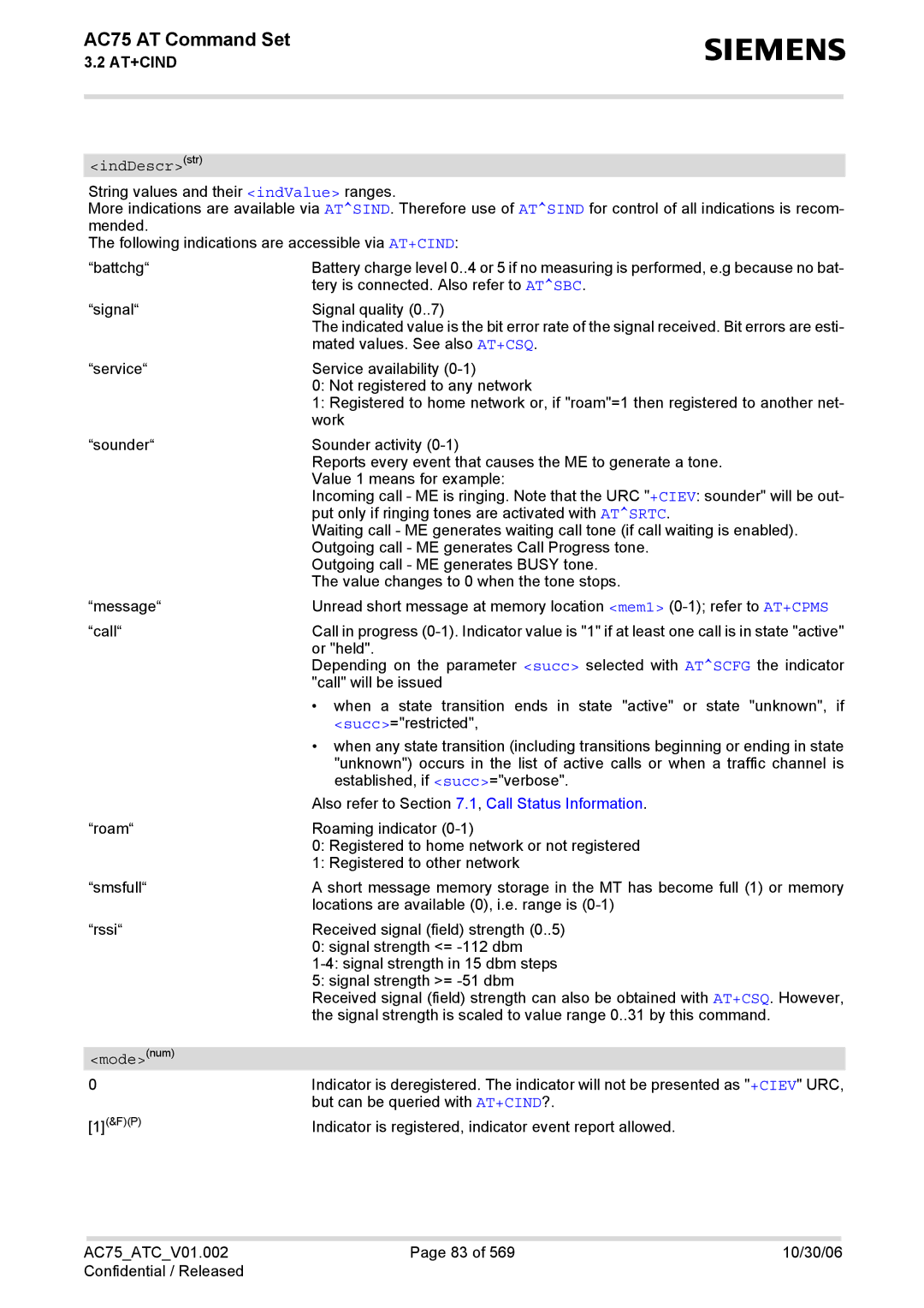 Siemens AC75 manual Also refer to .1, Call Status Information 