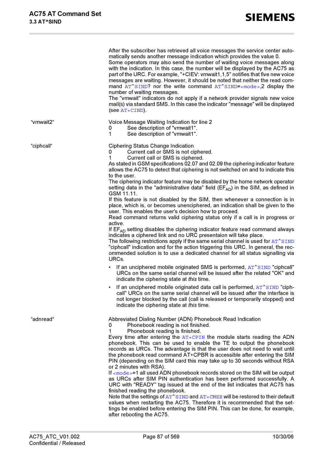 Siemens manual AC75 AT Command Set 