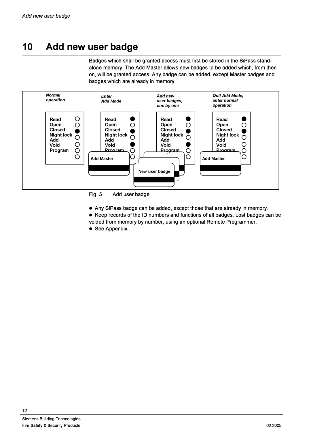 Siemens ACS3110 user manual Add new user badge 