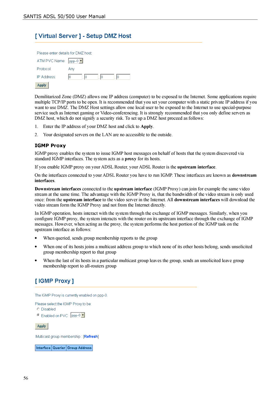 Siemens ADSL 500 user manual Igmp Proxy 