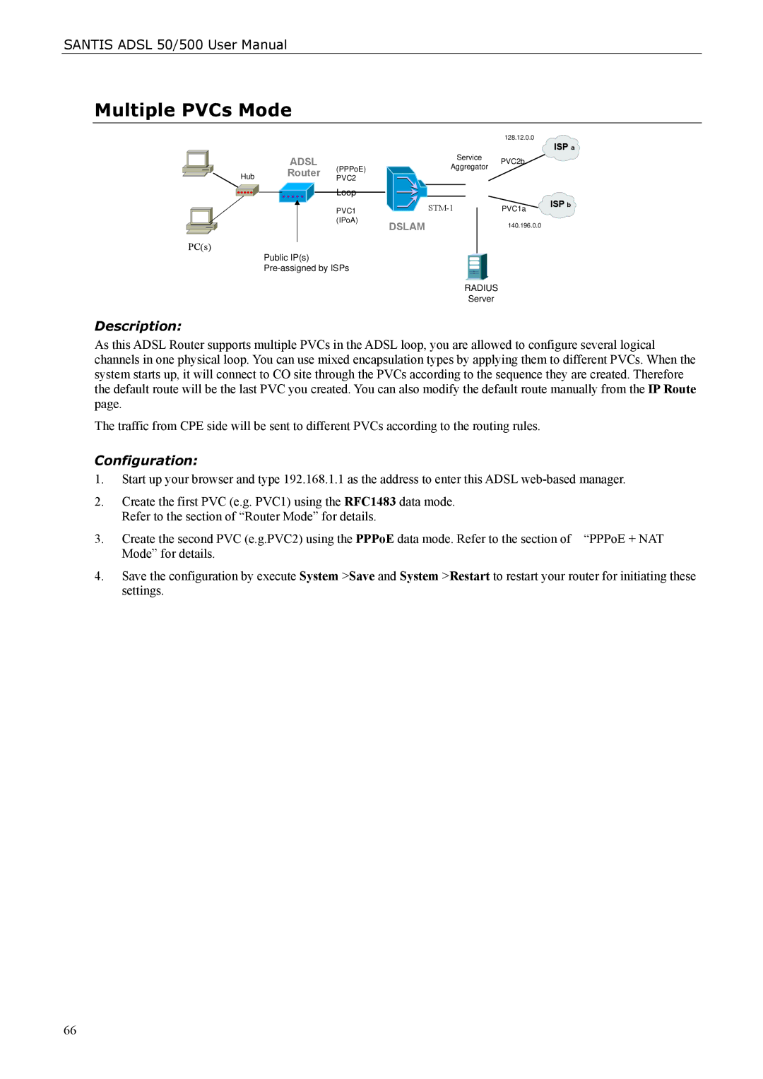 Siemens ADSL 500 user manual Multiple PVCs Mode 