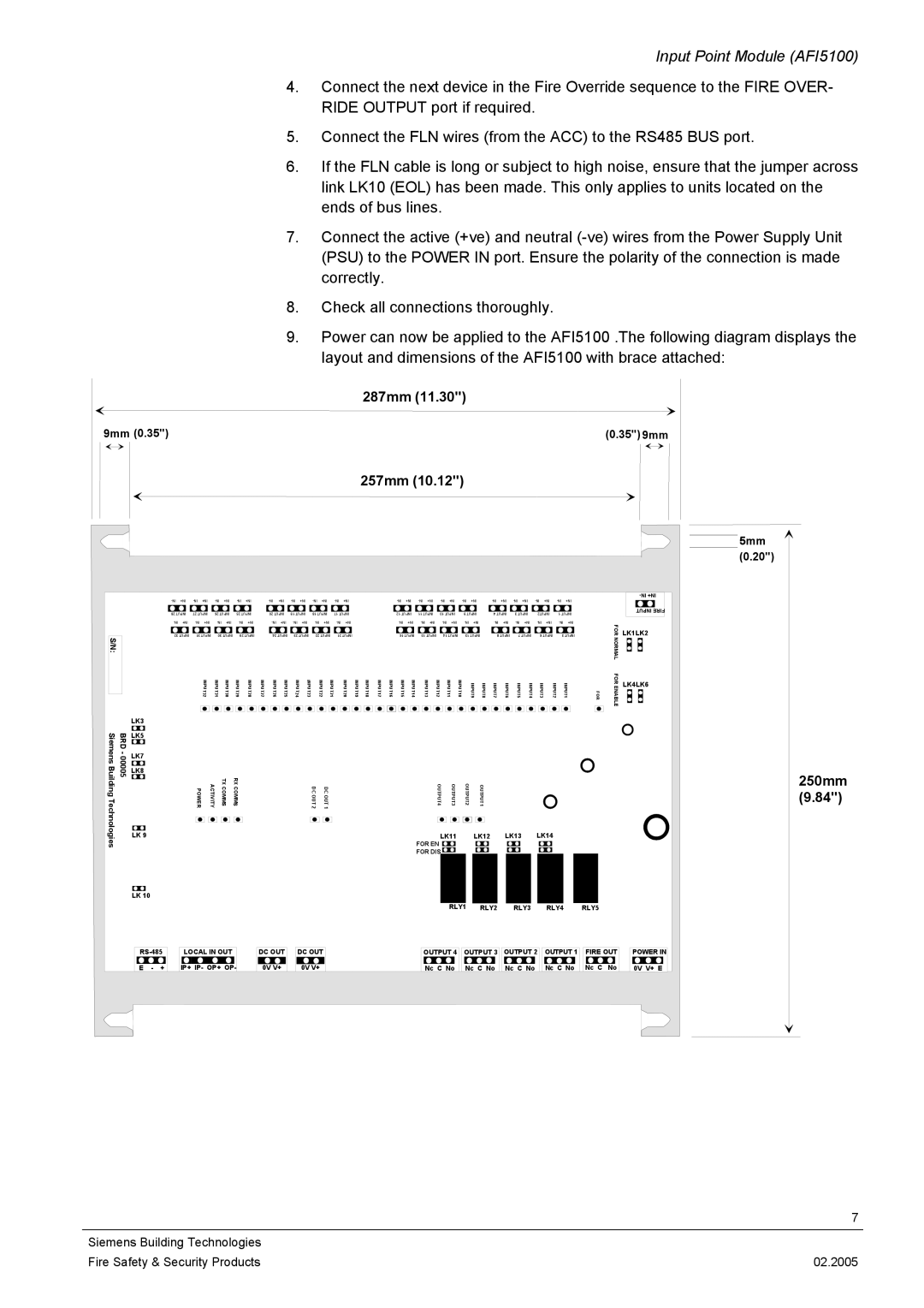 Siemens AFI5100 installation manual 287mm 