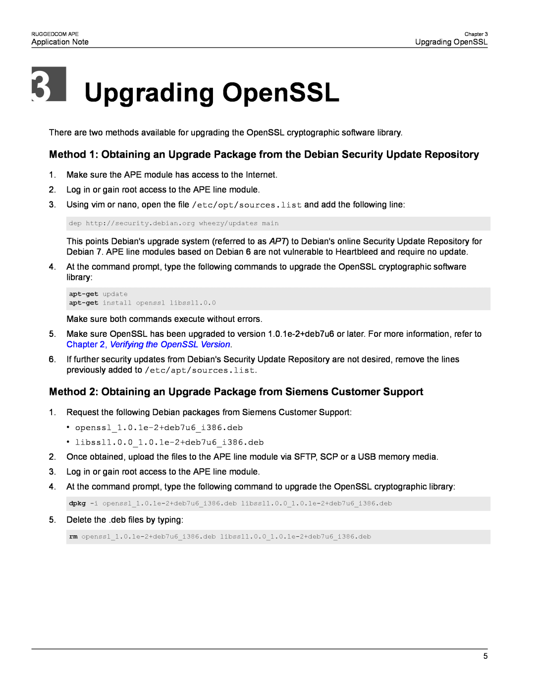 Siemens AN25 manual Upgrading OpenSSL 