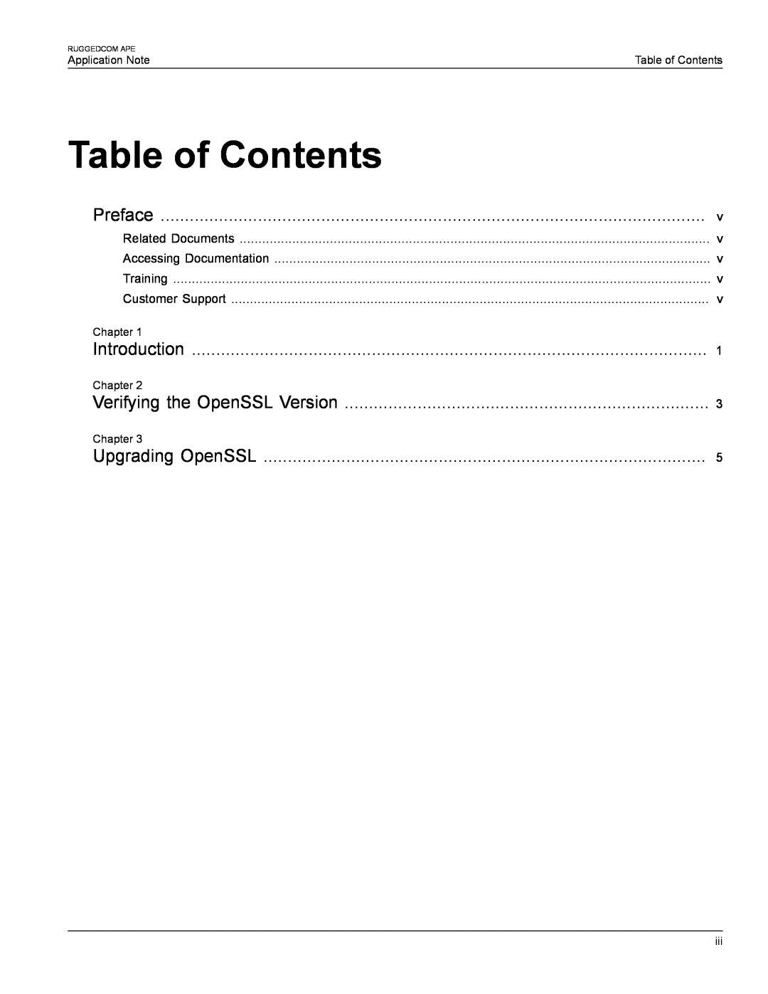 Siemens AN25 manual Table of Contents, Preface, Introduction, Verifying the OpenSSL Version, Upgrading OpenSSL 