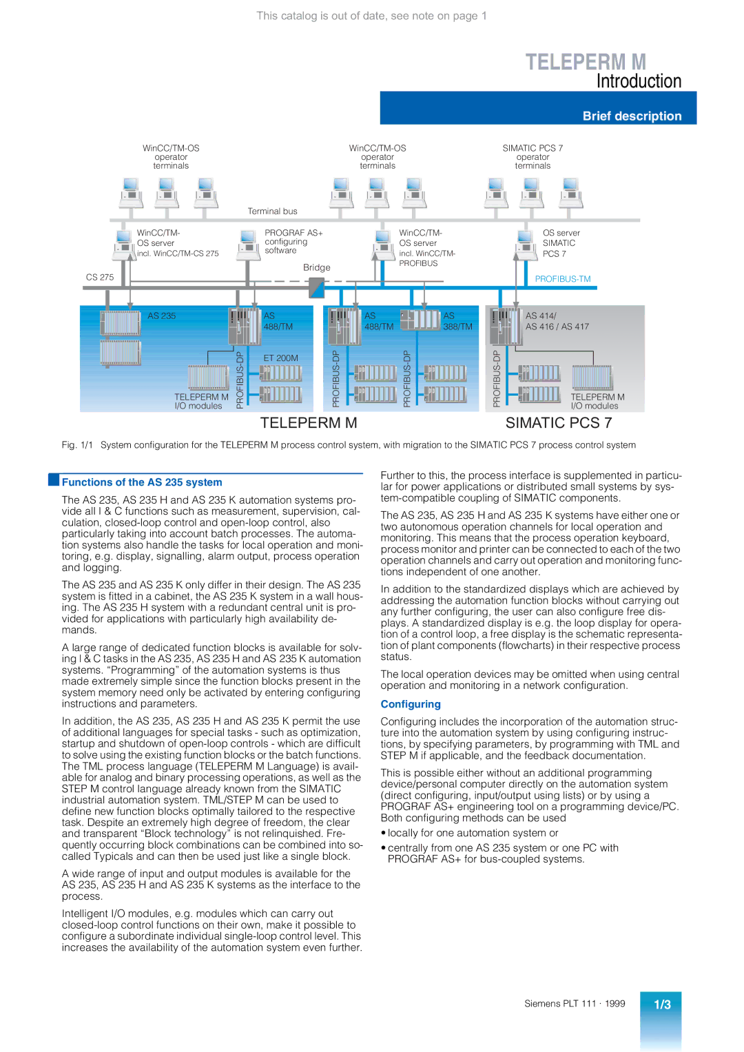 Siemens appendix Functions of the AS 235 system, Configuring 