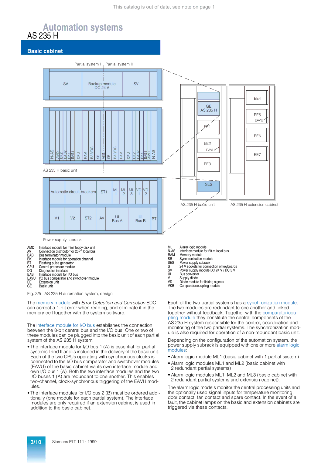 Siemens appendix AS 235 H automation system, design 