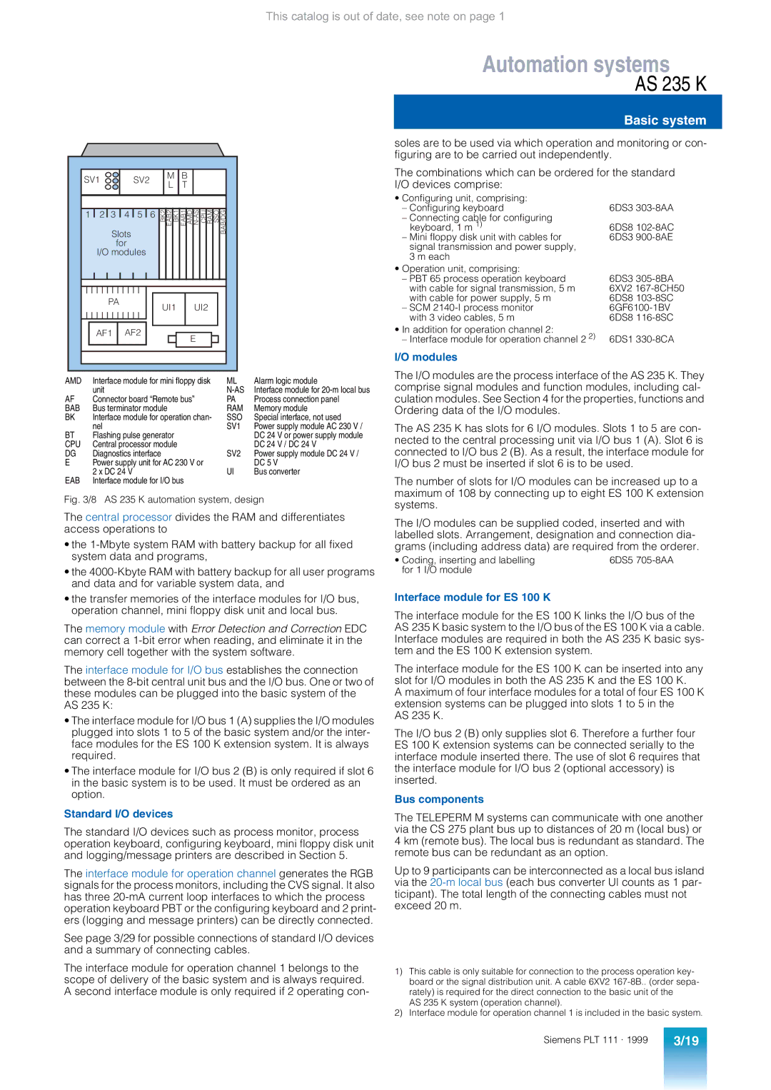 Siemens appendix Interface module for ES 100 K, AS 235 K automation system, design 