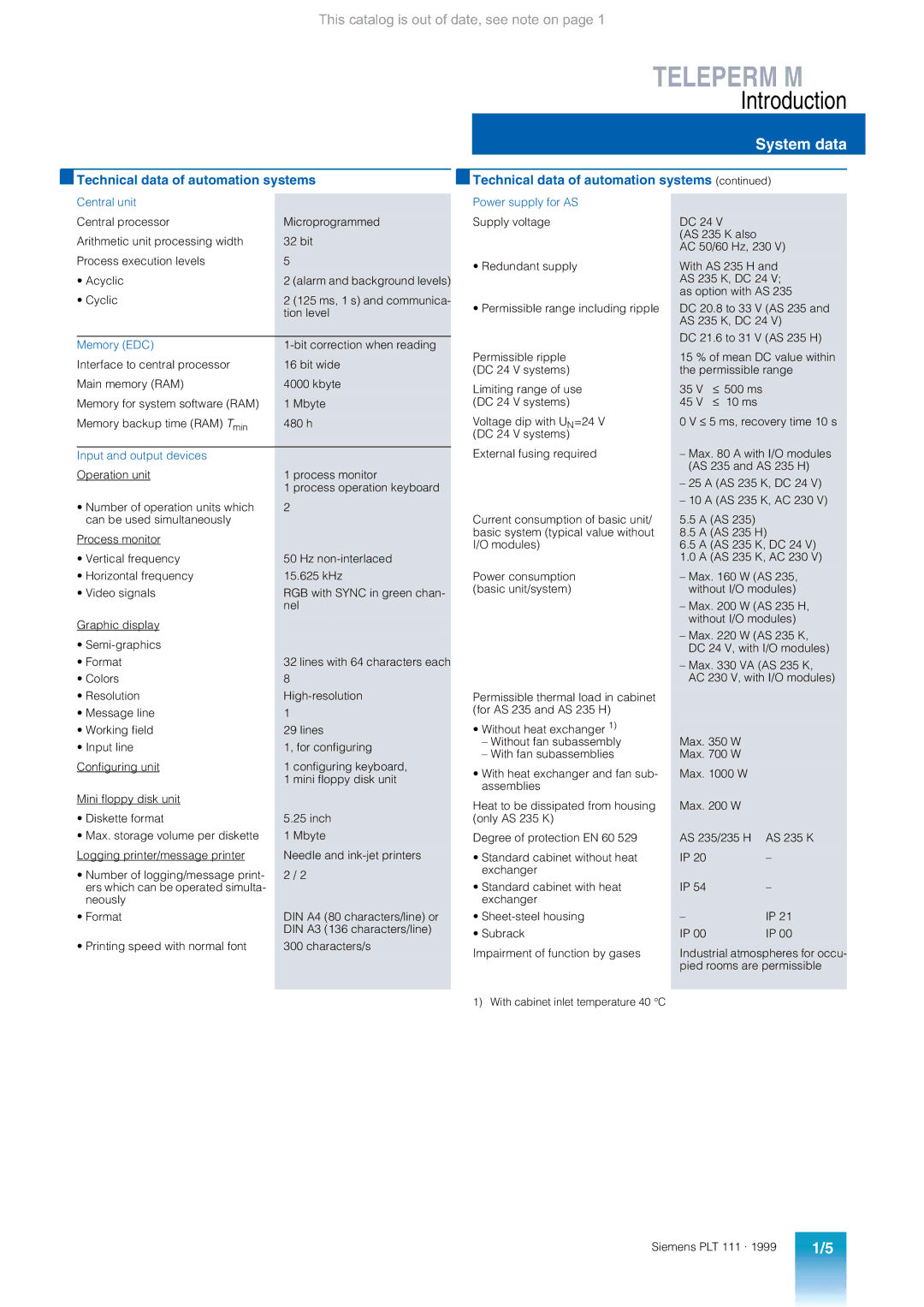 Siemens AS 235 appendix Technical data of automation systems 