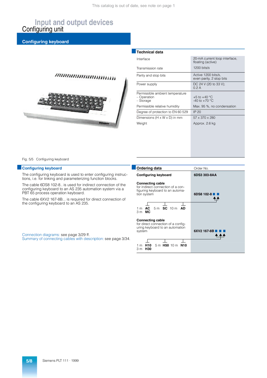 Siemens AS 235 appendix Configuring unit, Configuring keyboard 