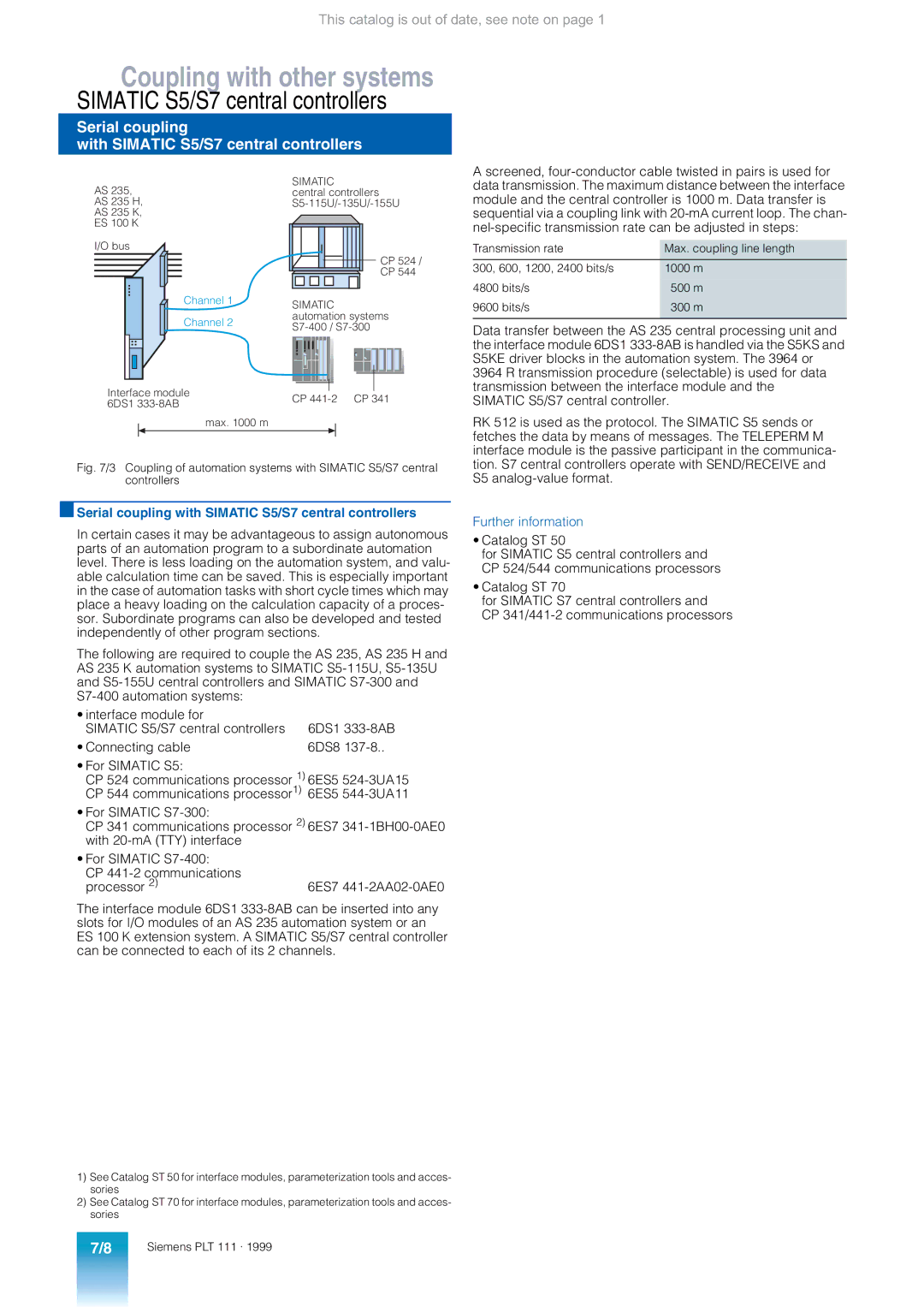 Siemens AS 235 appendix Serial coupling With Simatic S5/S7 central controllers 