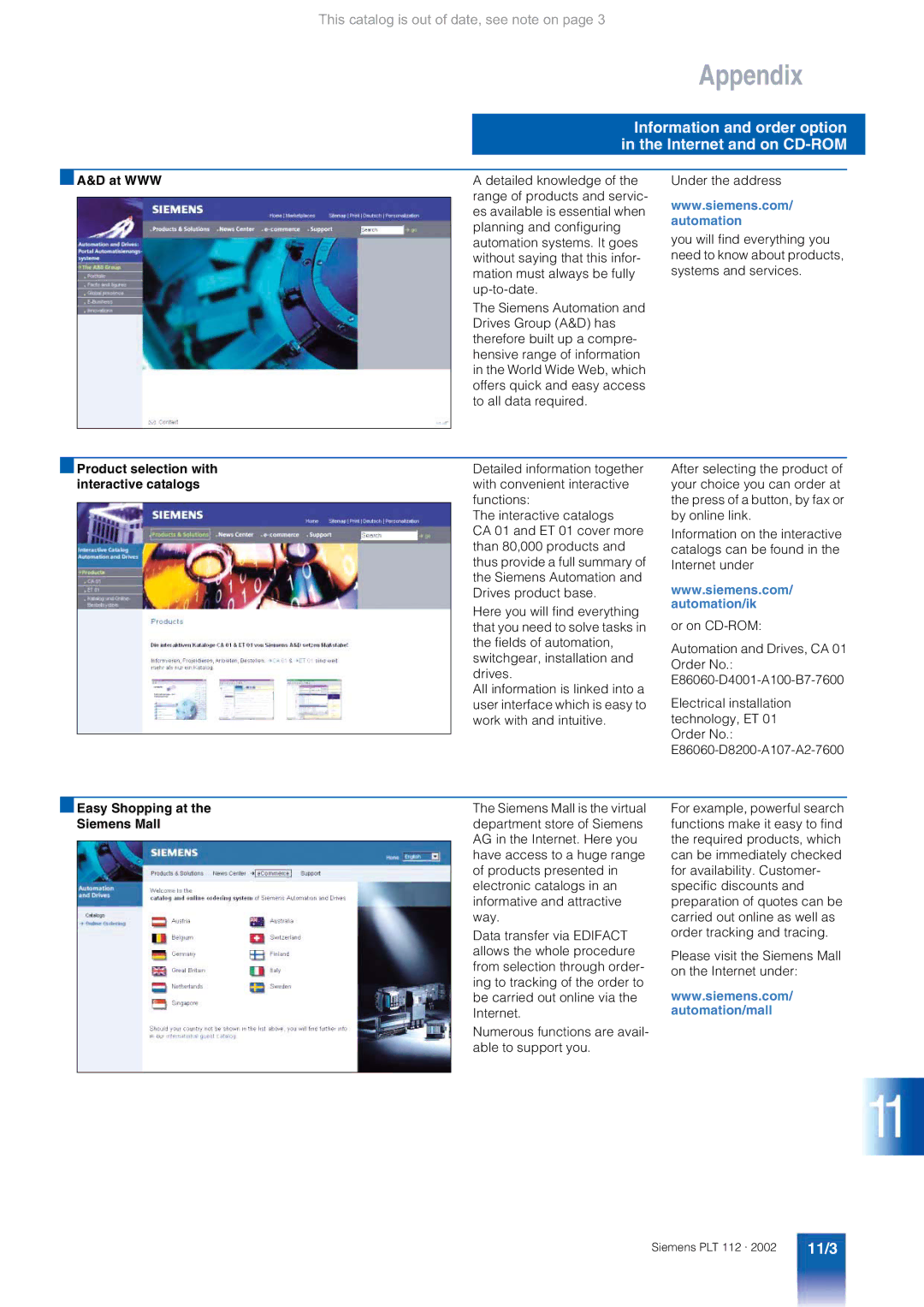 Siemens AS 488/TM manual Information and order option, Internet and on CD-ROM, 11/3 