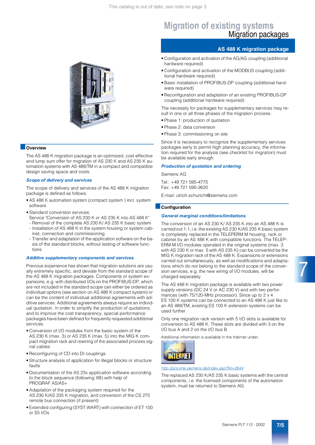 Siemens AS 488/TM manual AS 488 K migration package 