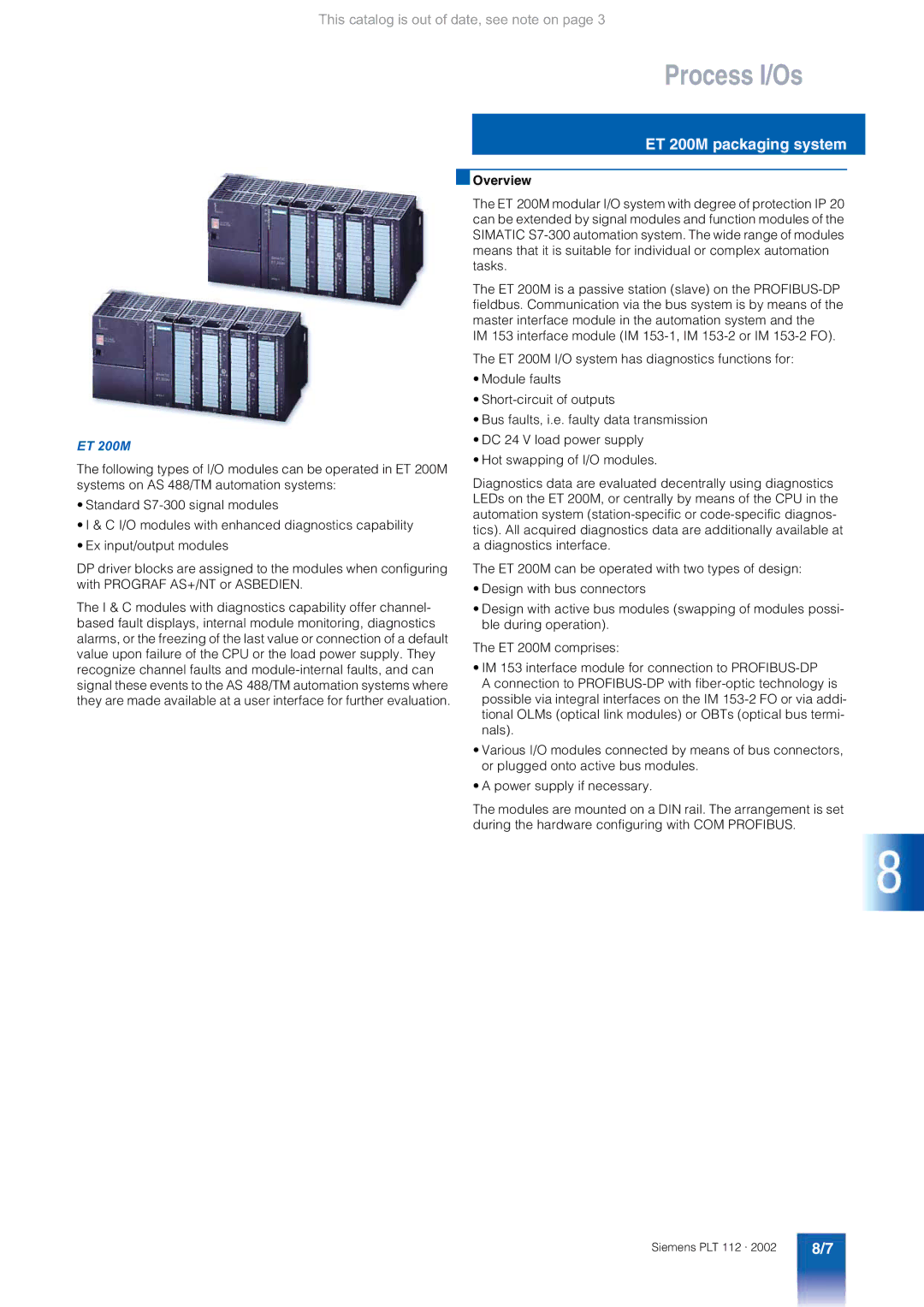 Siemens AS 488/TM manual ET 200M packaging system 