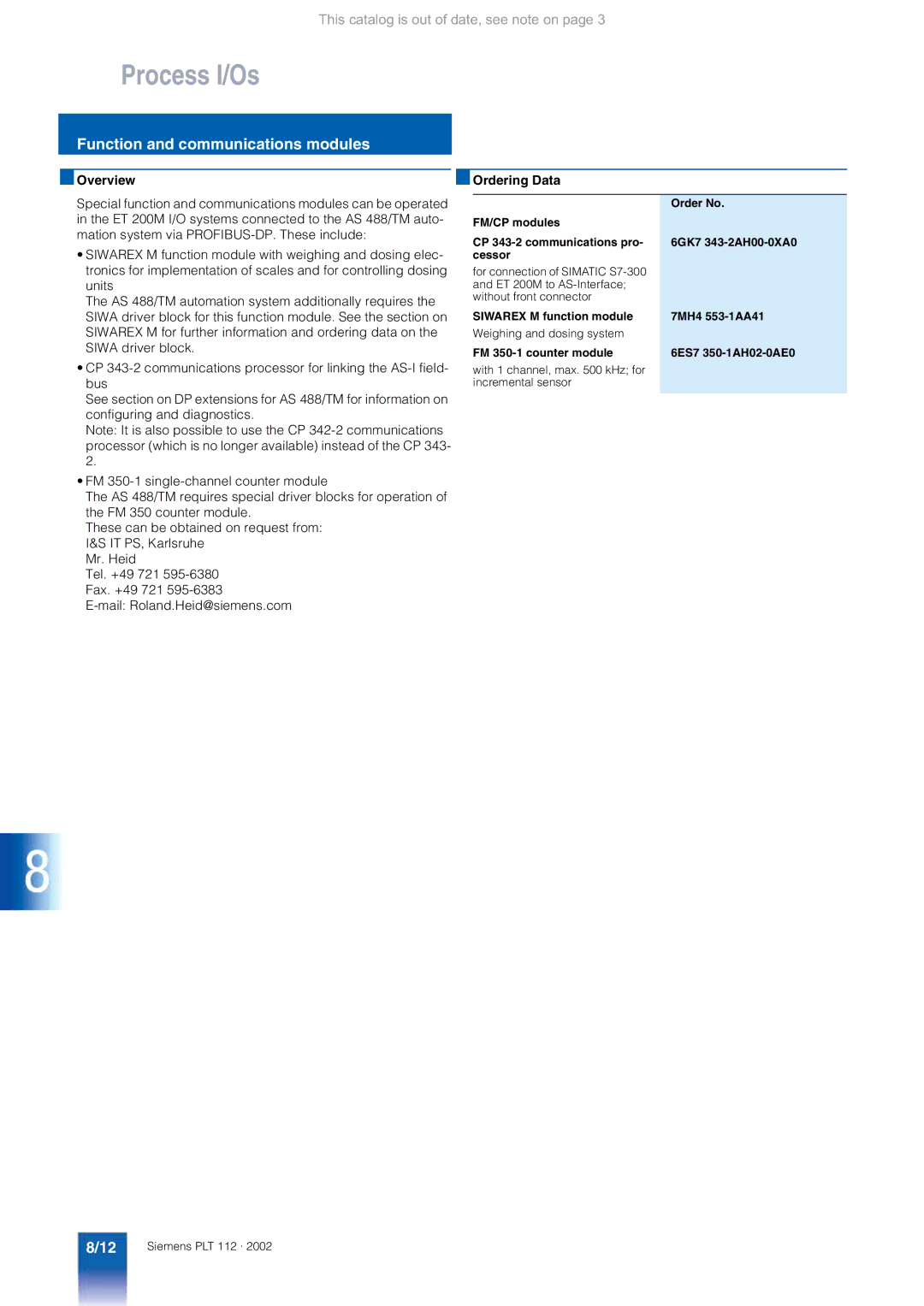 Siemens AS 488/TM manual Function and communications modules 