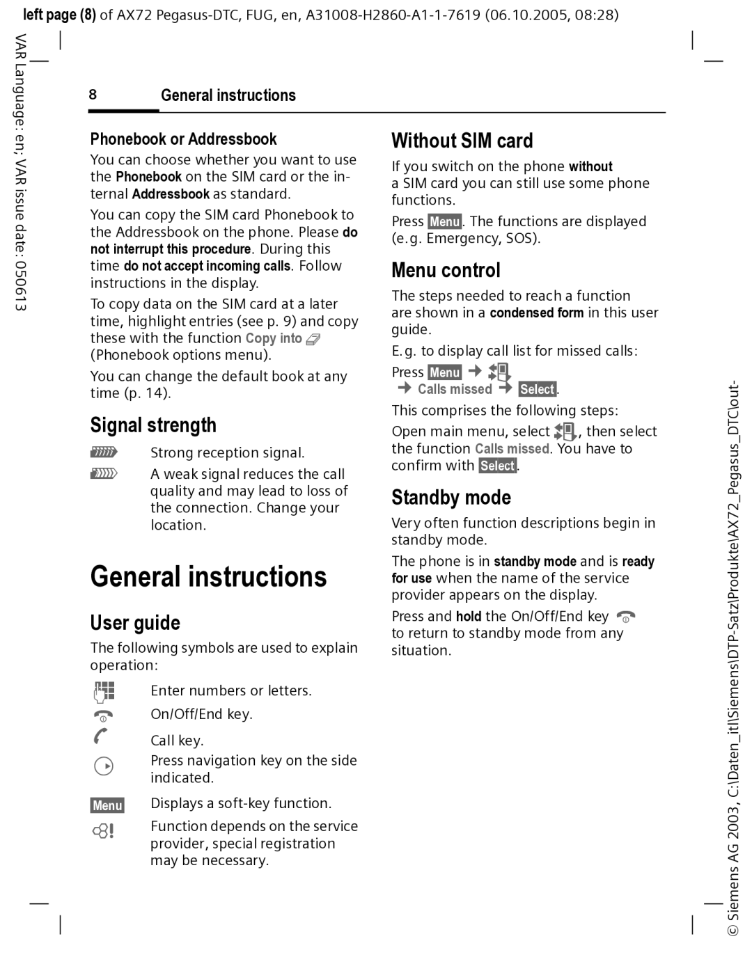 Siemens AX72 manual General instructions 