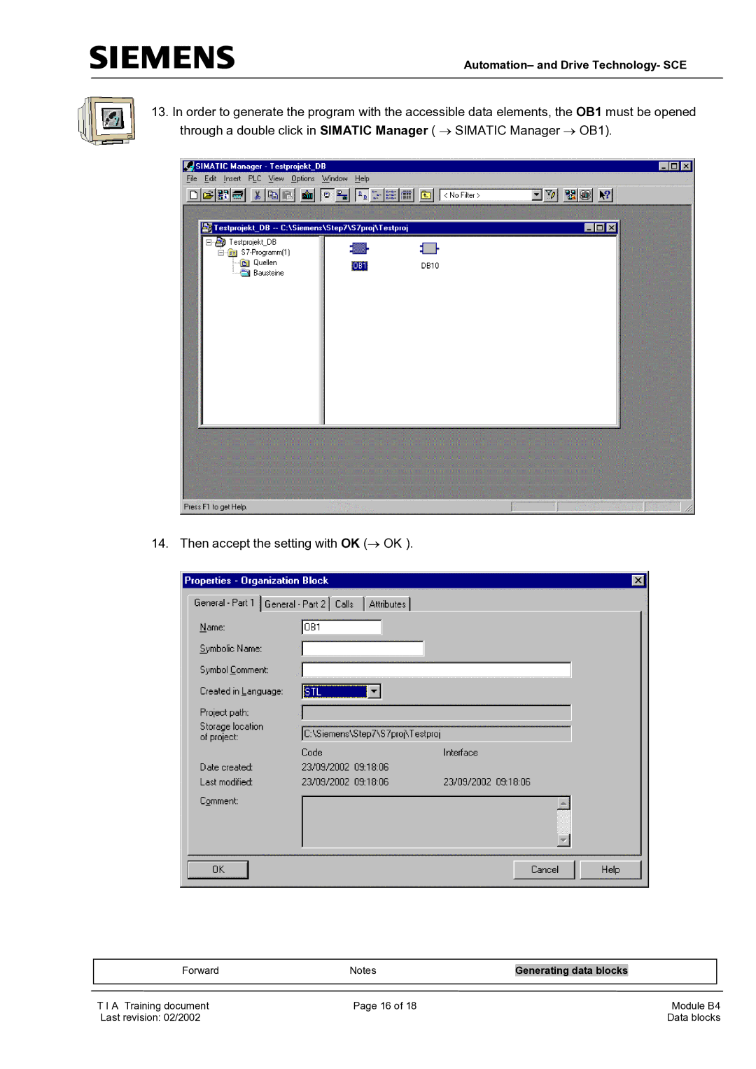 Siemens B4 manual Automation- and Drive Technology- SCE 