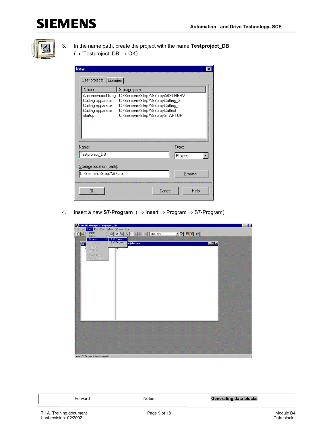 Siemens B4 manual Automation- and Drive Technology- SCE 