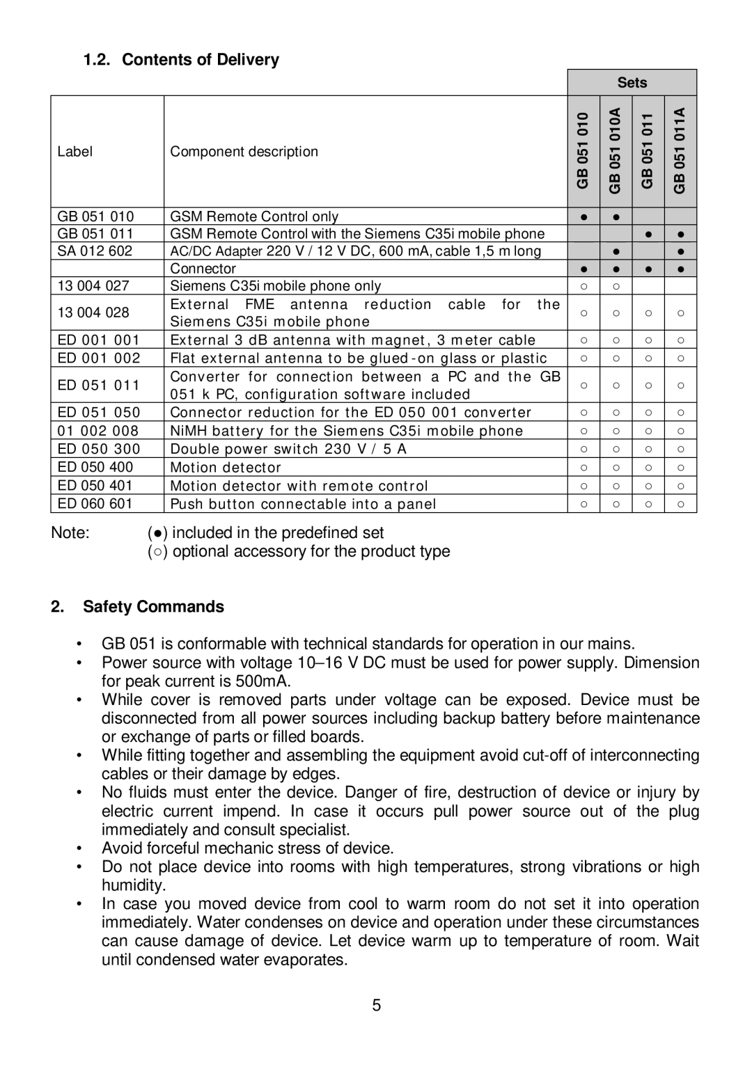 Siemens M35 or S35, C35i manual Contents of Delivery 