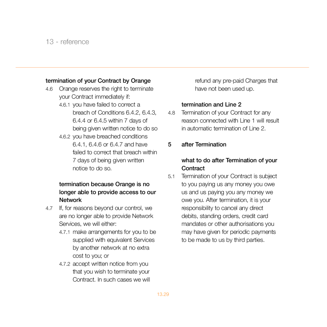 Siemens C55 manual Termination of your Contract by Orange 