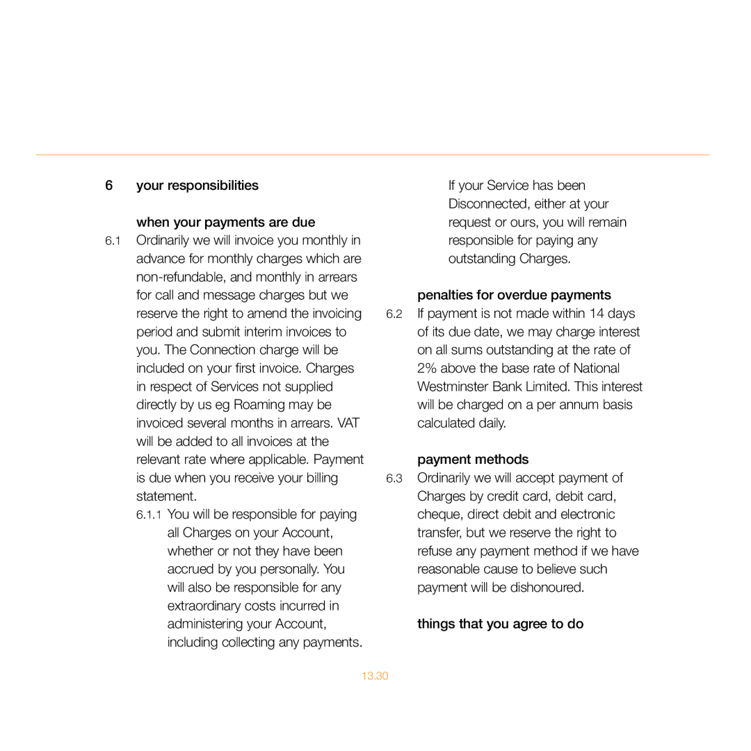 Siemens C55 manual Your responsibilities When your payments are due, Penalties for overdue payments, Payment methods 