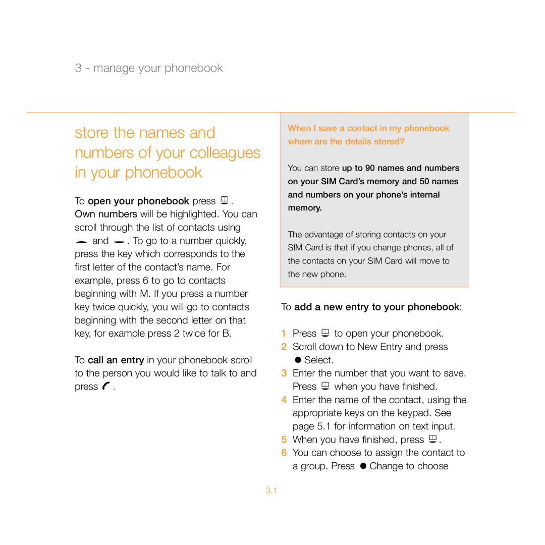 Siemens C55 manual Manage your phonebook 