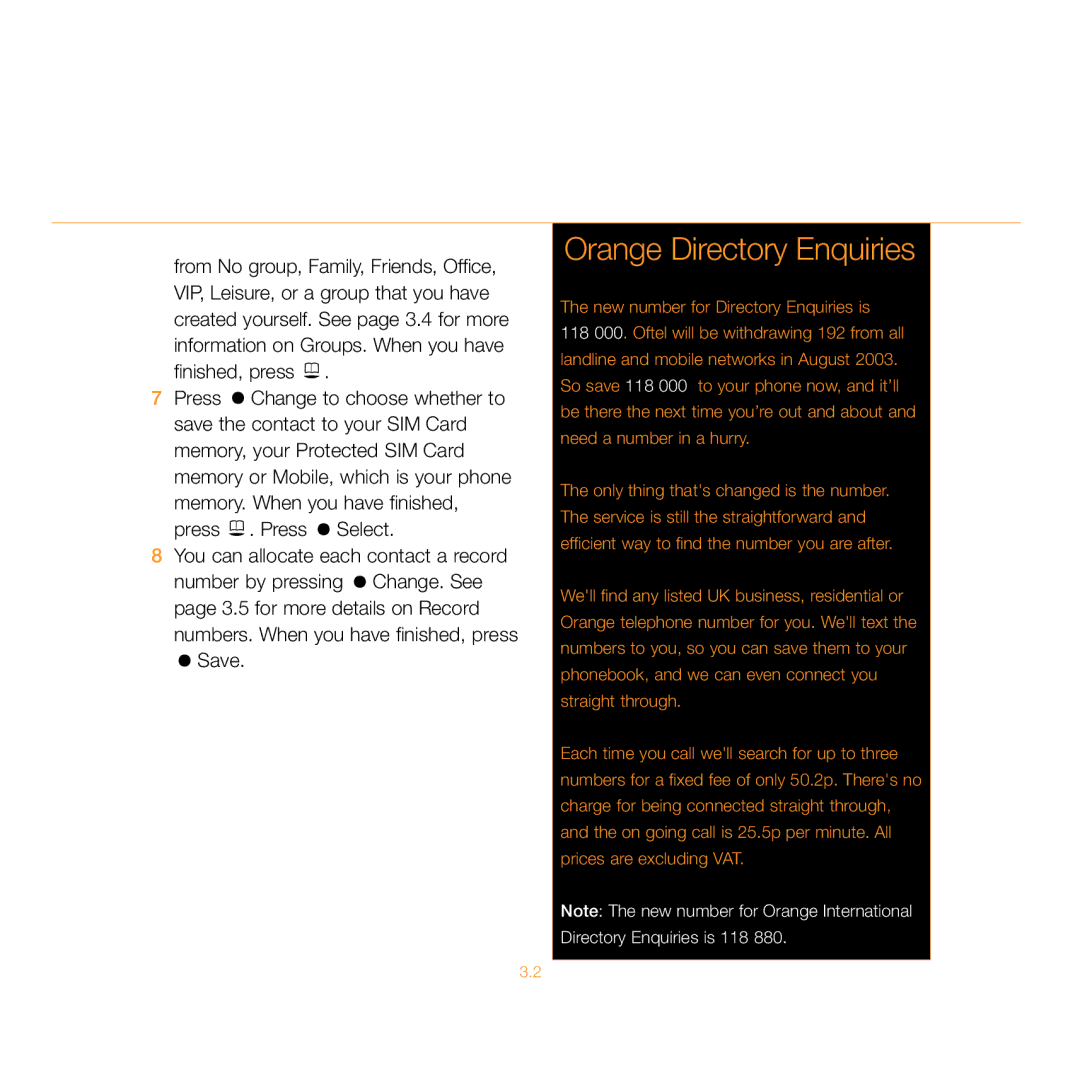 Siemens C55 manual Orange Directory Enquiries 