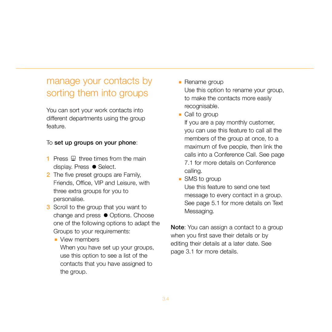 Siemens C55 manual Manage your contacts by sorting them into groups 