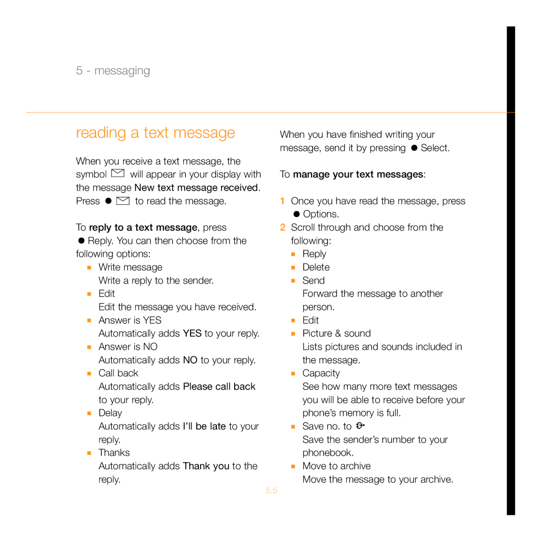 Siemens C55 manual Reading a text message, When you receive a text message 