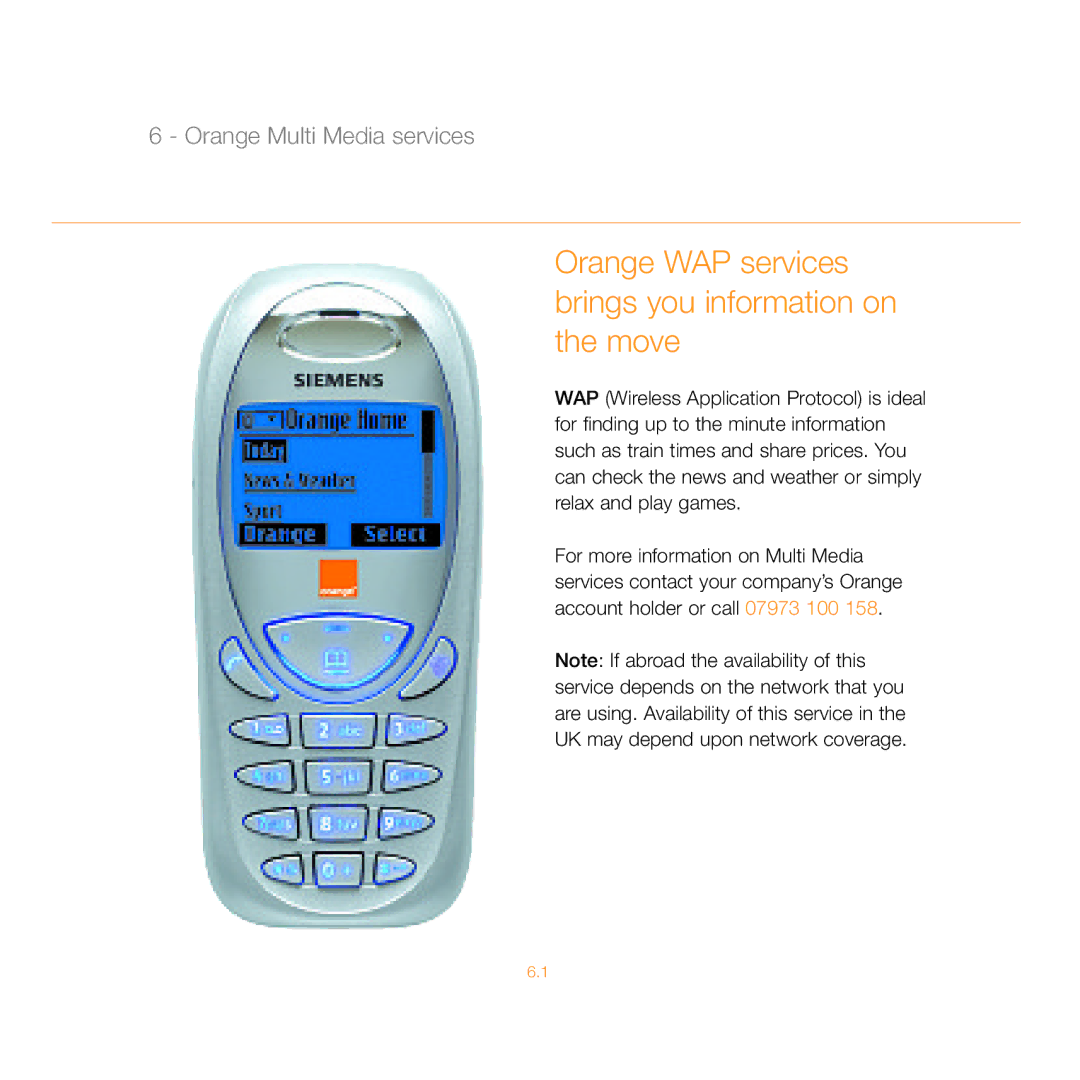 Siemens C55 manual Orange WAP services brings you information on the move 