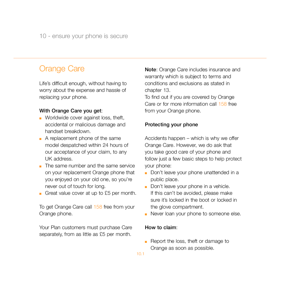 Siemens C55 manual Orange Care 