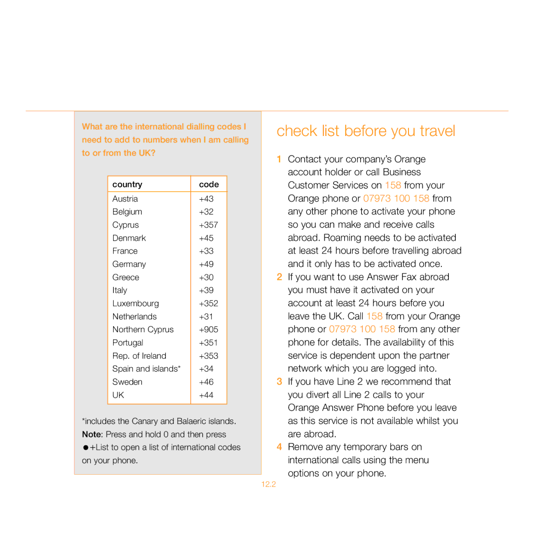 Siemens C55 manual Check list before you travel 