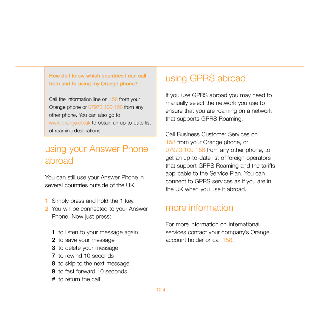 Siemens C55 manual Using your Answer Phone abroad, Using Gprs abroad, More information 