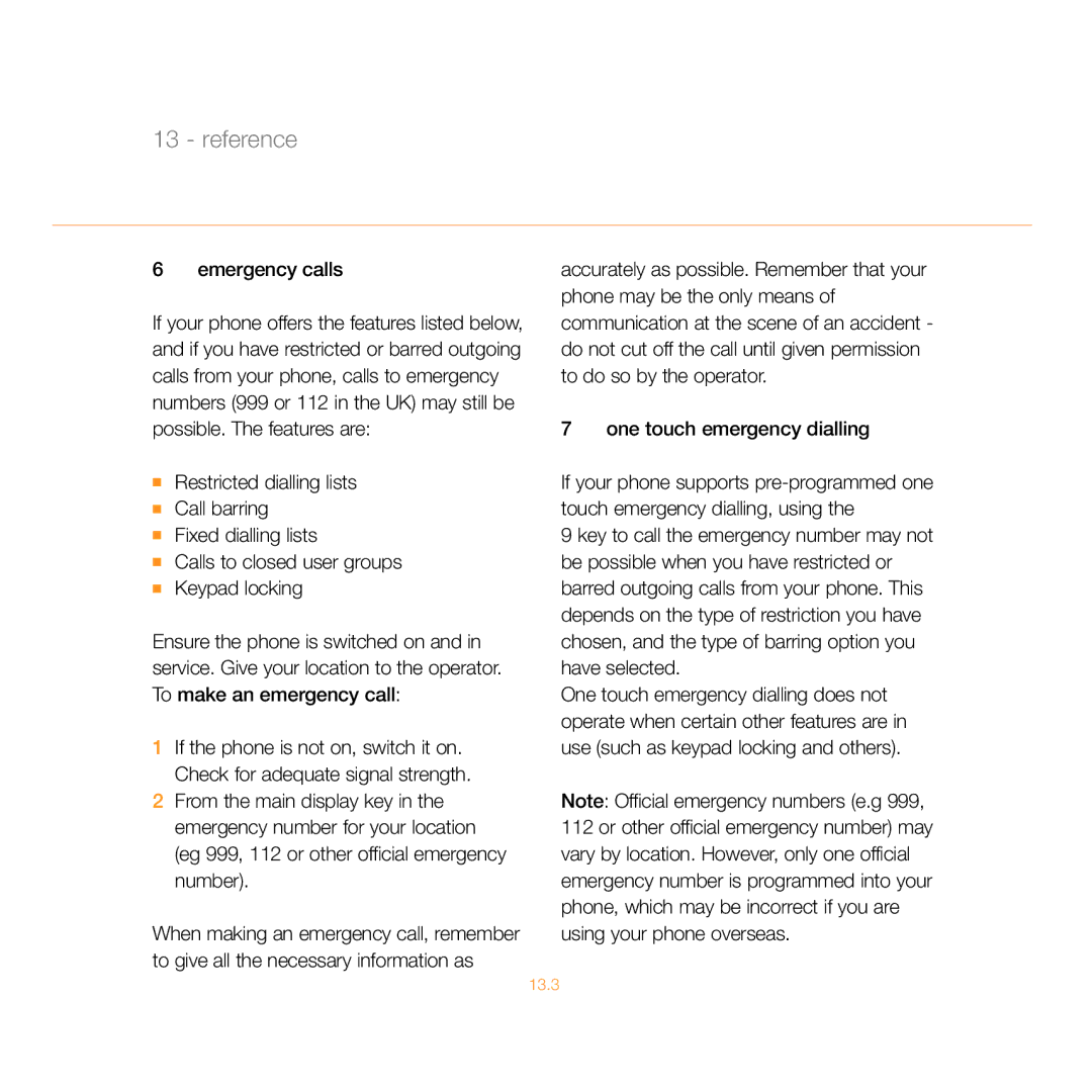 Siemens C55 manual Emergency calls 