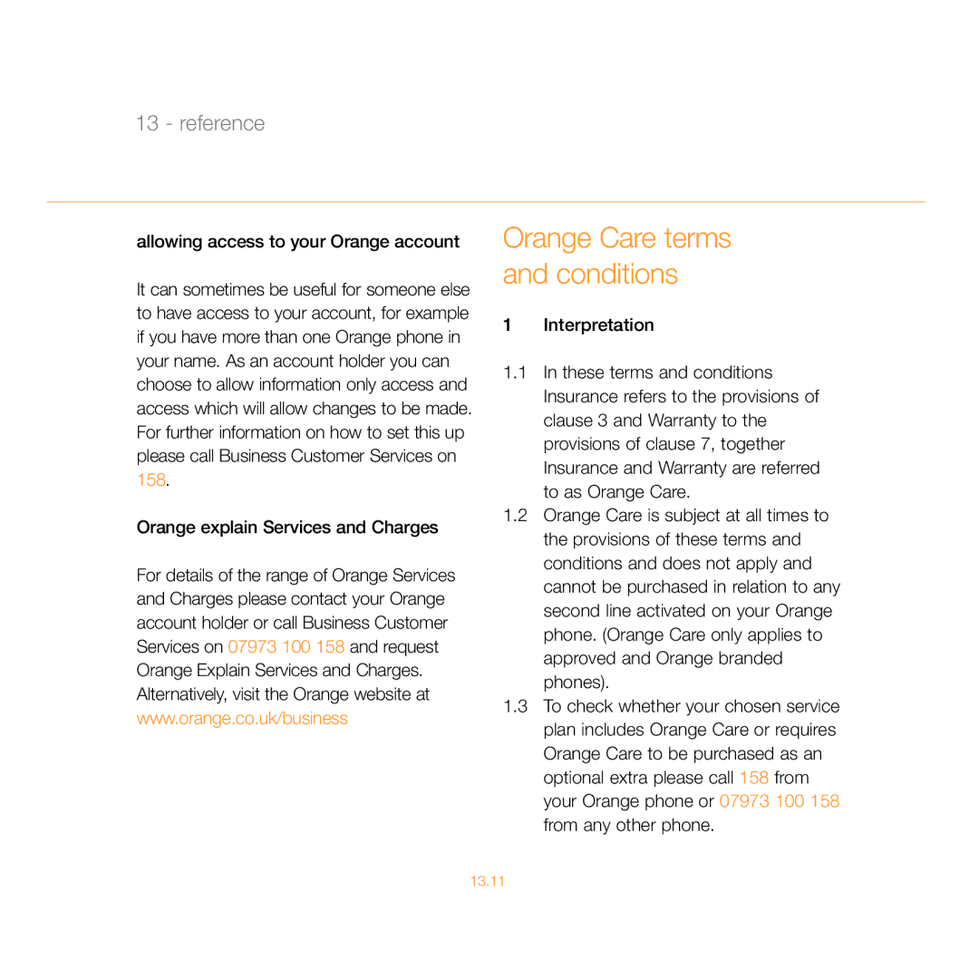 Siemens C55 manual Allowing access to your Orange account, Orange explain Services and Charges 