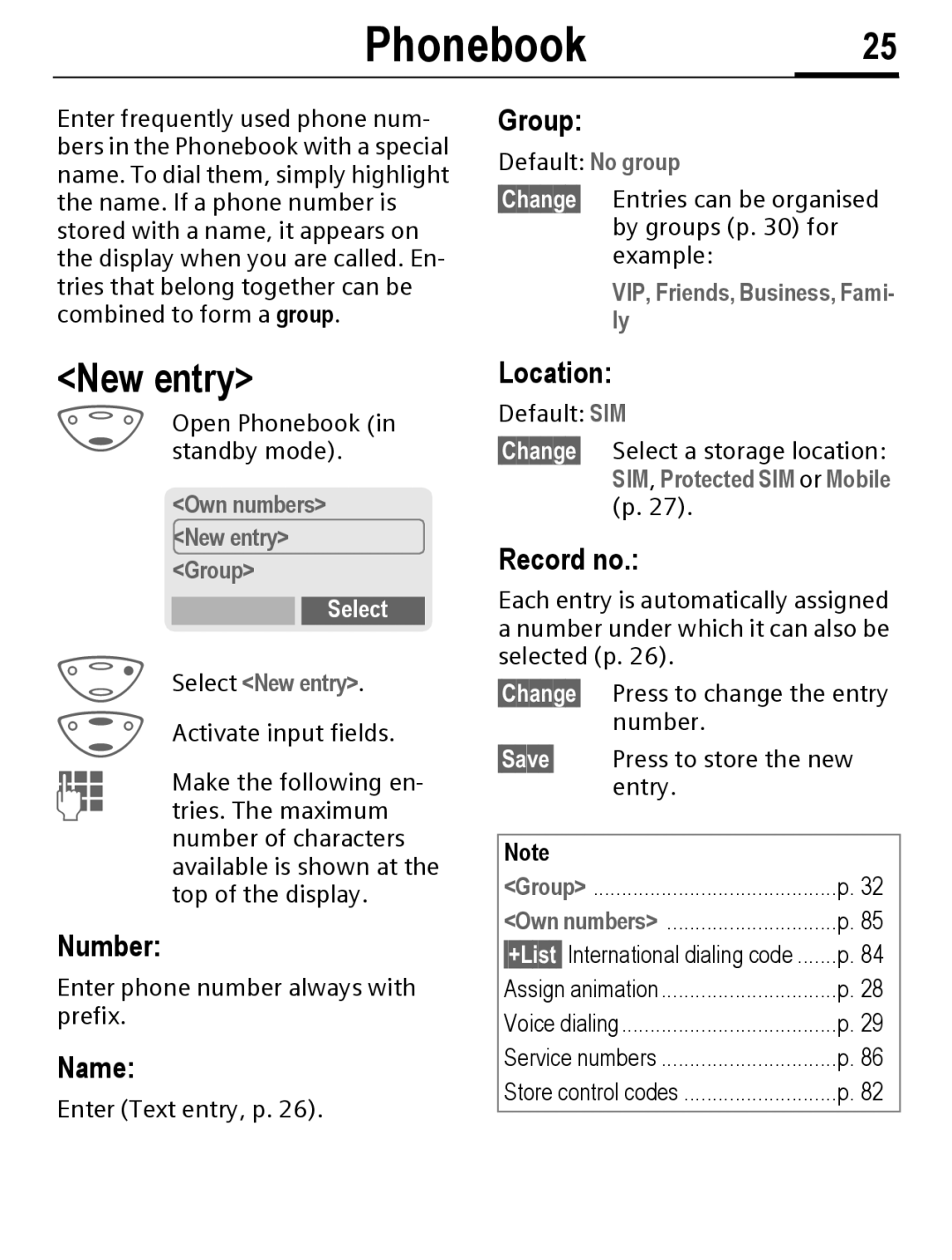 Siemens C56 manual Phonebook25, New entry 