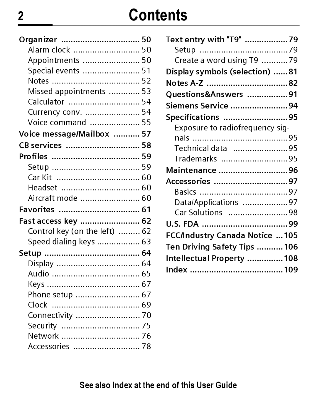 Siemens C56 manual 2Contents 