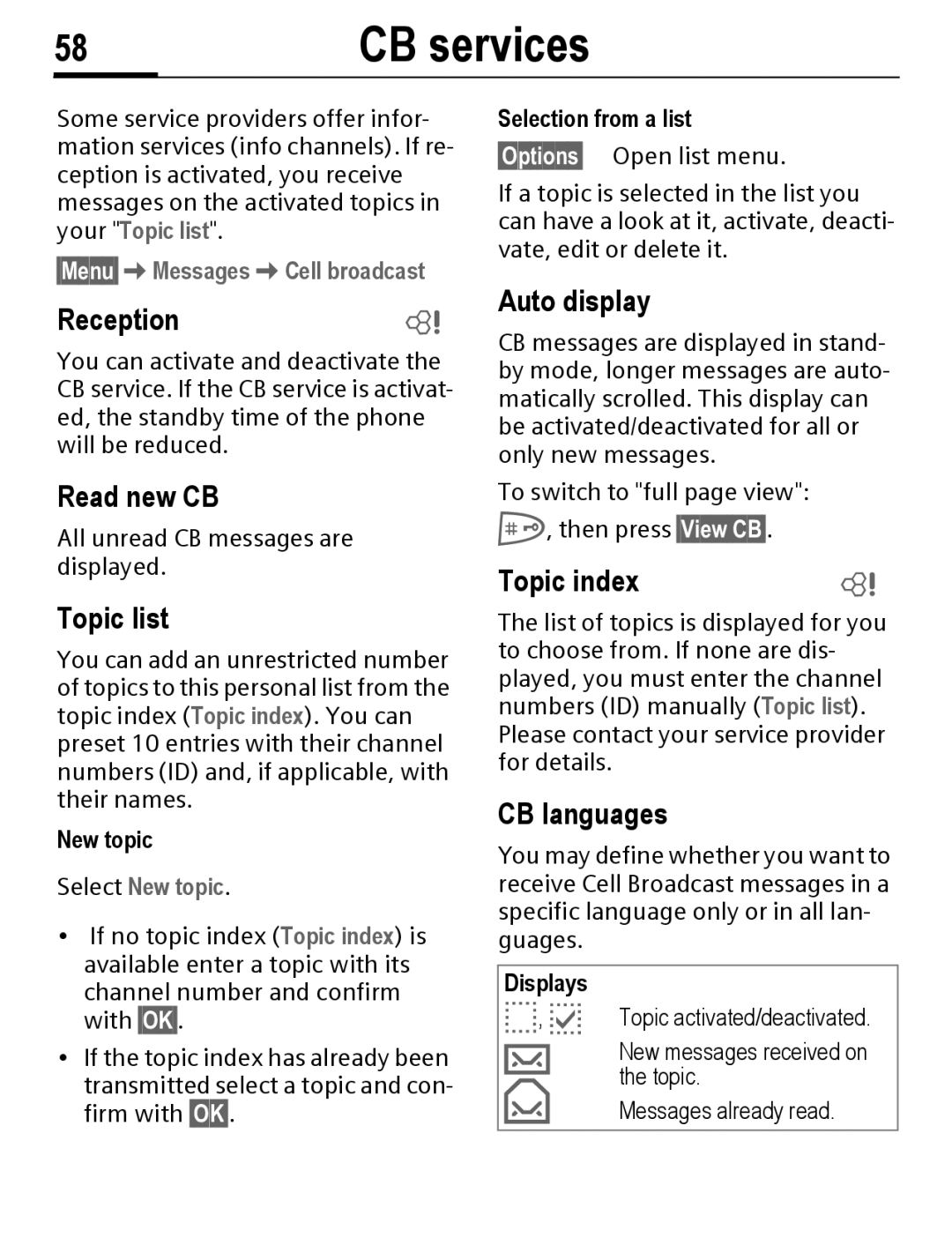 Siemens C56 manual CB services 