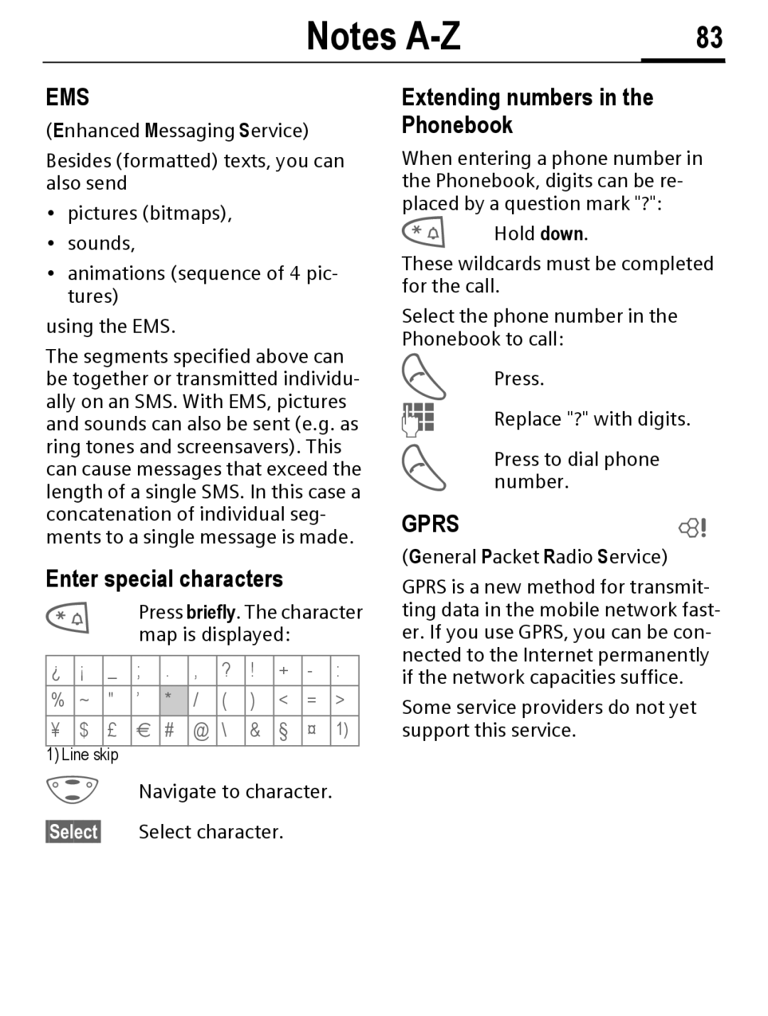 Siemens C56 manual Enter special characters, Extending numbers in the Phonebook 