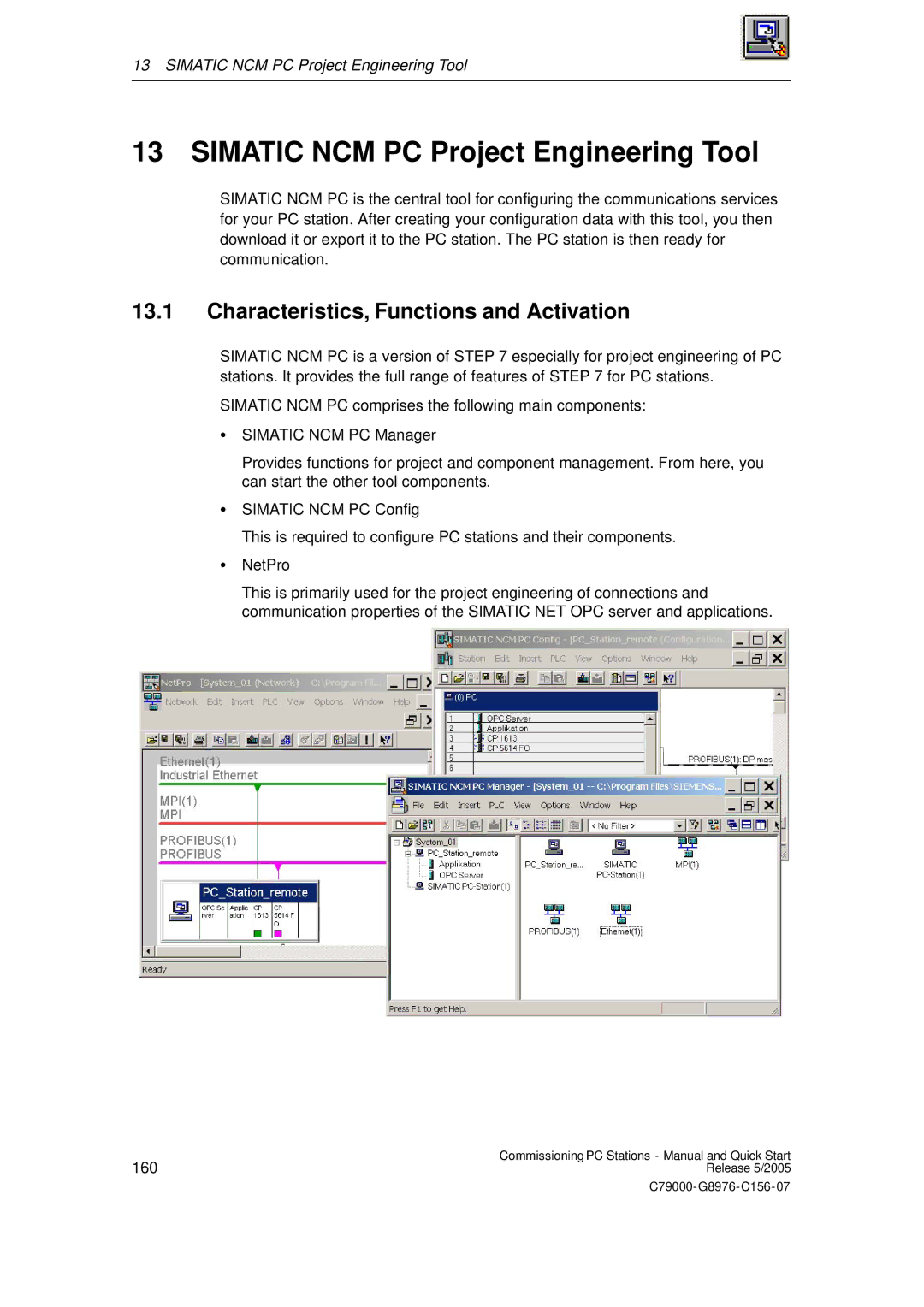 Siemens C79000-G8976-C156-07 quick start Simatic NCM PC Project Engineering Tool, Characteristics, Functions and Activation 