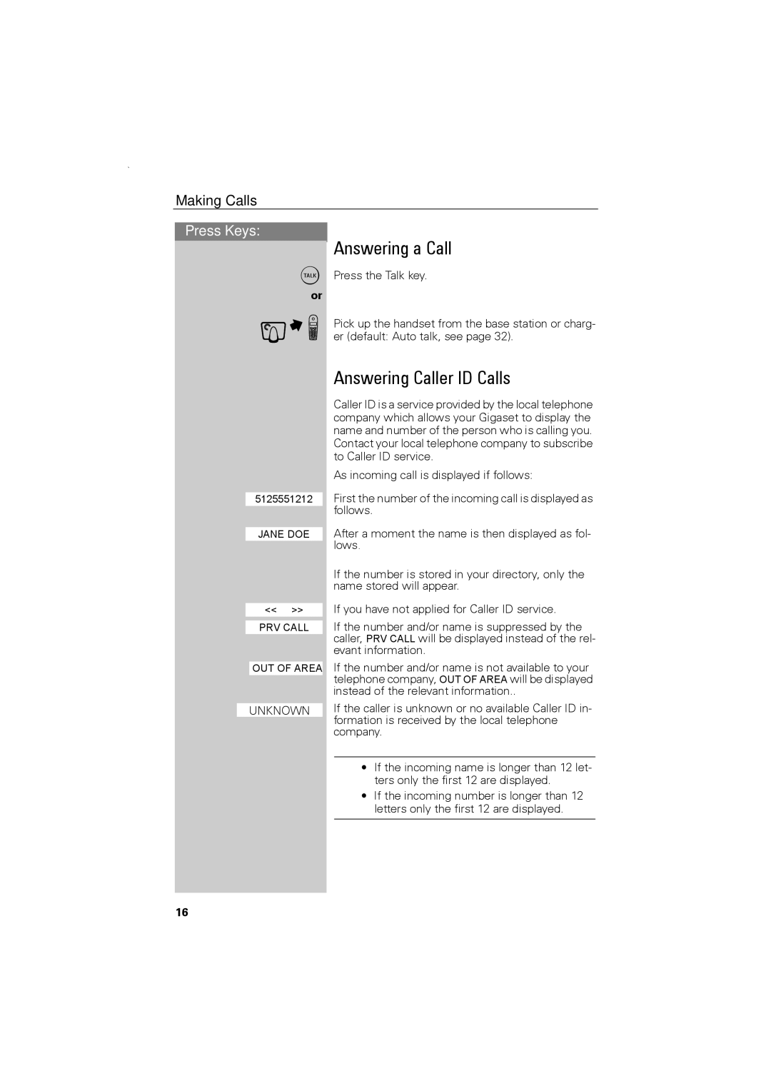 Siemens C88 user manual Answering a Call, Answering Caller ID Calls 