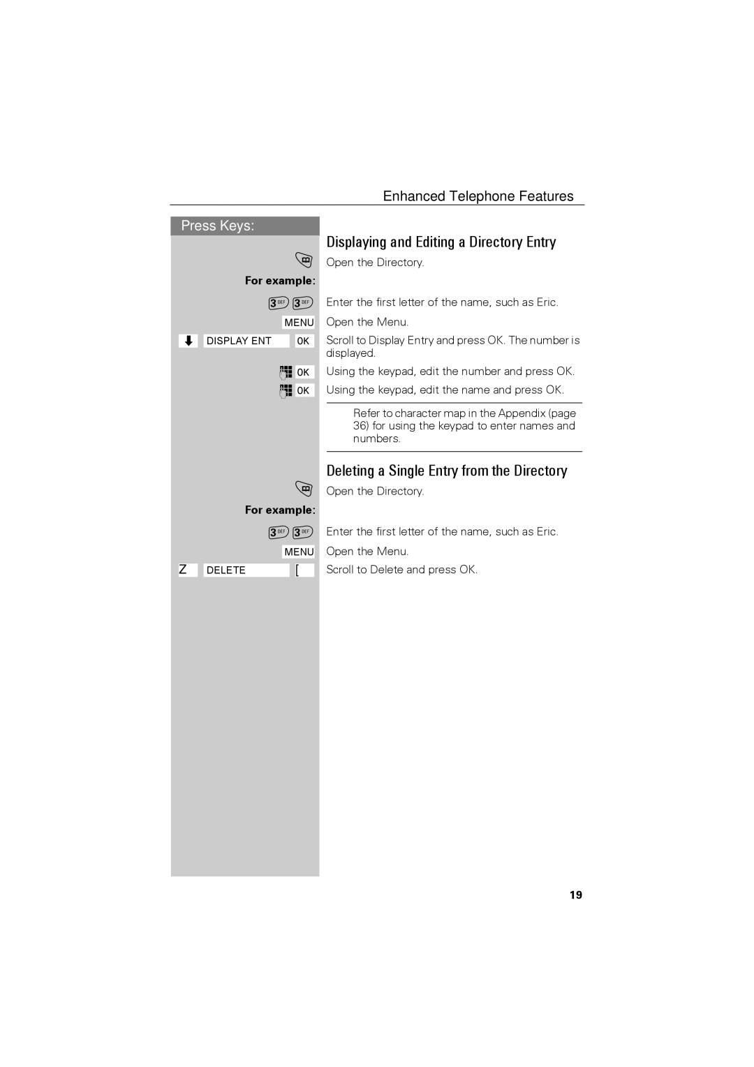 Siemens C88 user manual Displaying and Editing a Directory Entry, Deleting a Single Entry from the Directory 