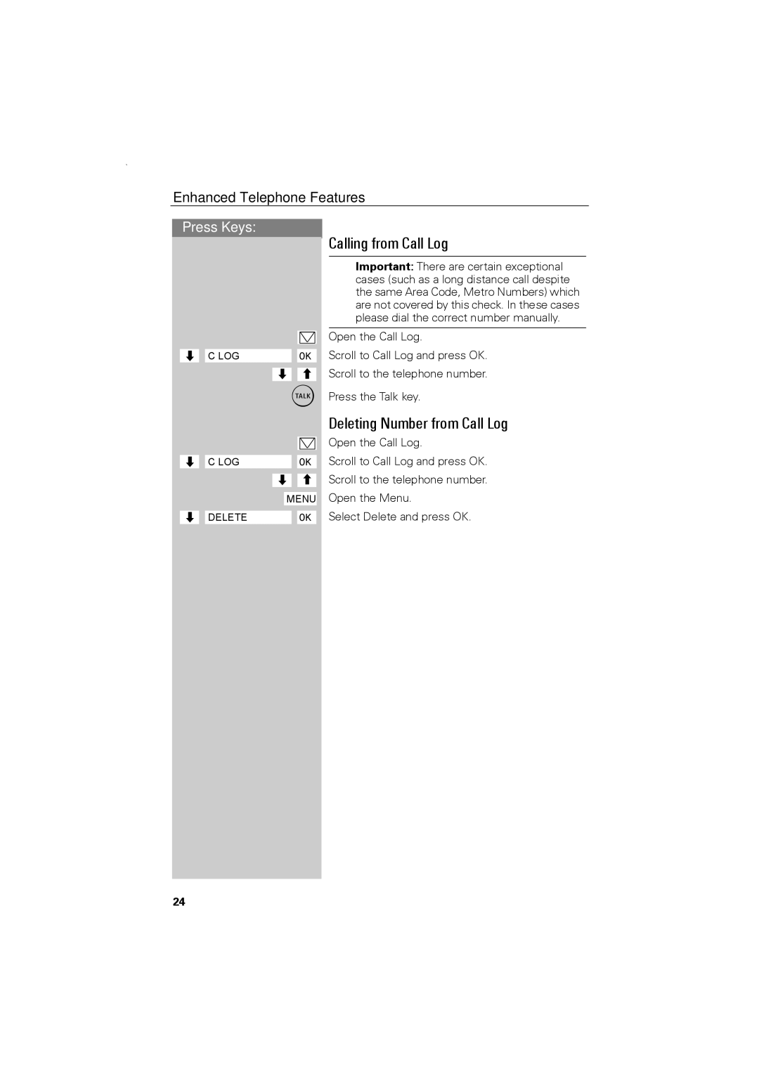 Siemens C88 user manual Calling from Call Log, Deleting Number from Call Log 