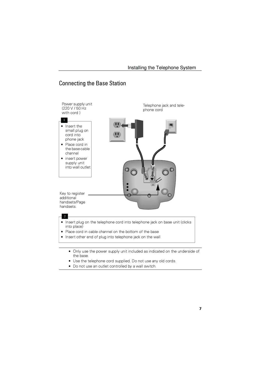 Siemens C88 user manual Connecting the Base Station 